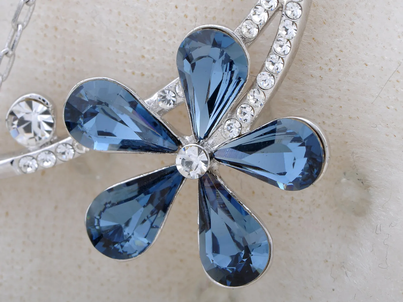Swarovski Crystal Montana Blue Asymmetrical Solo Fragile Daisy Element Necklace sold by Anna-Kaci product image thumbnail 5