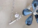 Swarovski Crystal Montana Blue Asymmetrical Solo Fragile Daisy Element Necklace sold by Anna-Kaci