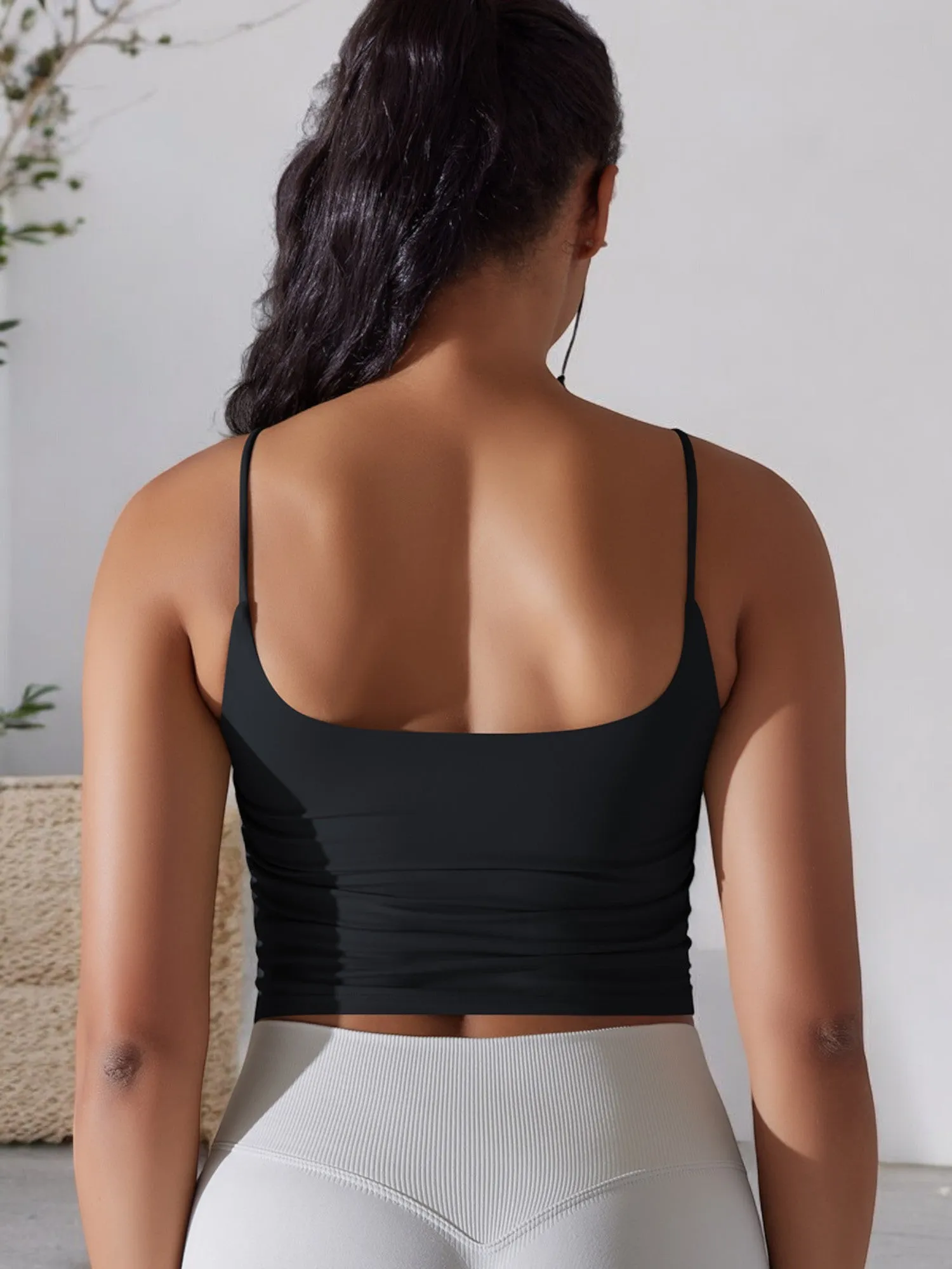 Anna-Kaci Women's Spaghetti Strap Sports Crop Top with Ruched Detailing and Breathable Fabric sold by Anna-Kaci