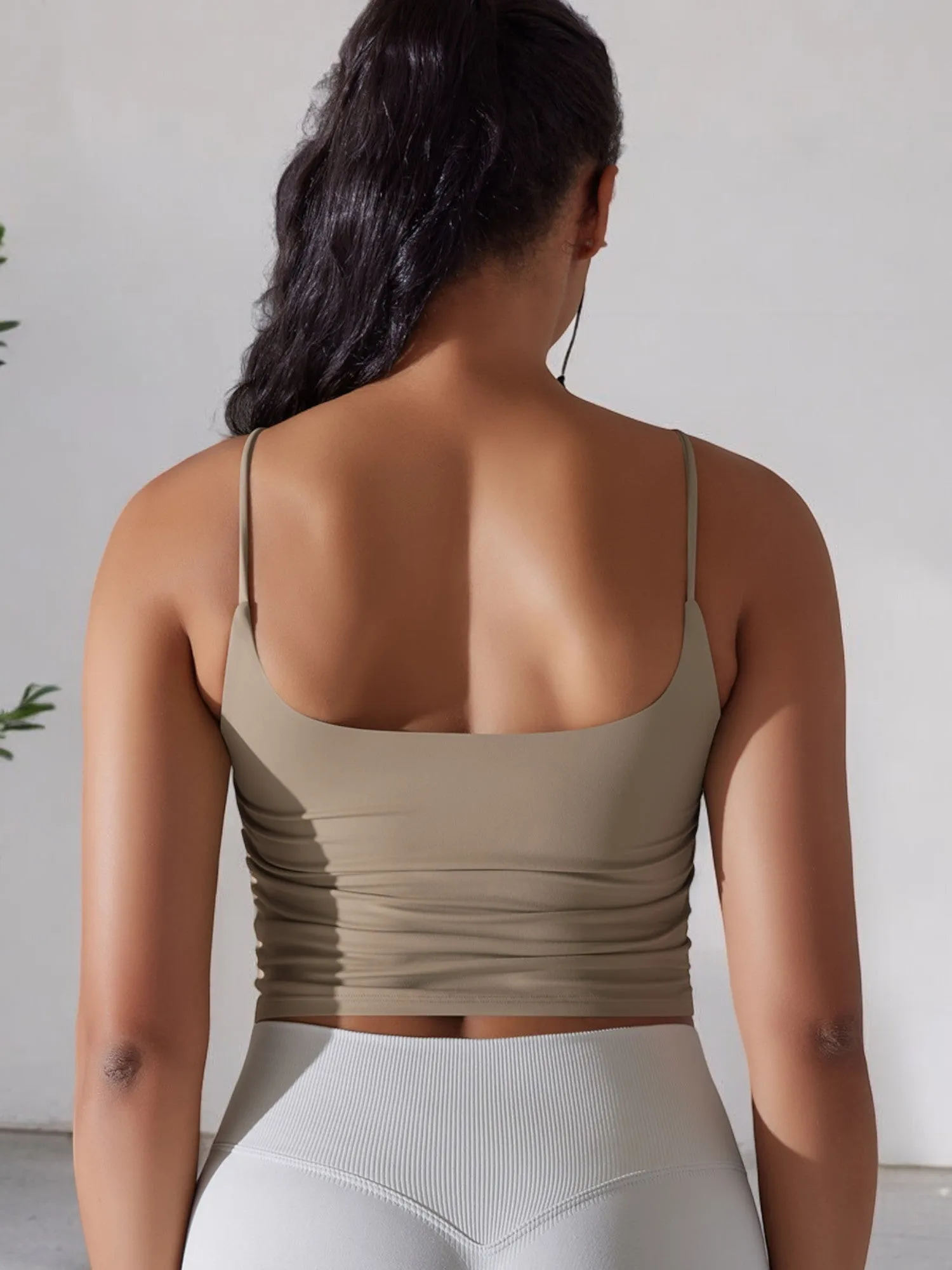 Anna-Kaci Women's Spaghetti Strap Sports Crop Top with Ruched Detailing and Breathable Fabric sold by Anna-Kaci product image thumbnail 2