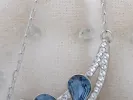 Swarovski Crystal Montana Blue Asymmetrical Solo Fragile Daisy Element Necklace sold by Anna-Kaci