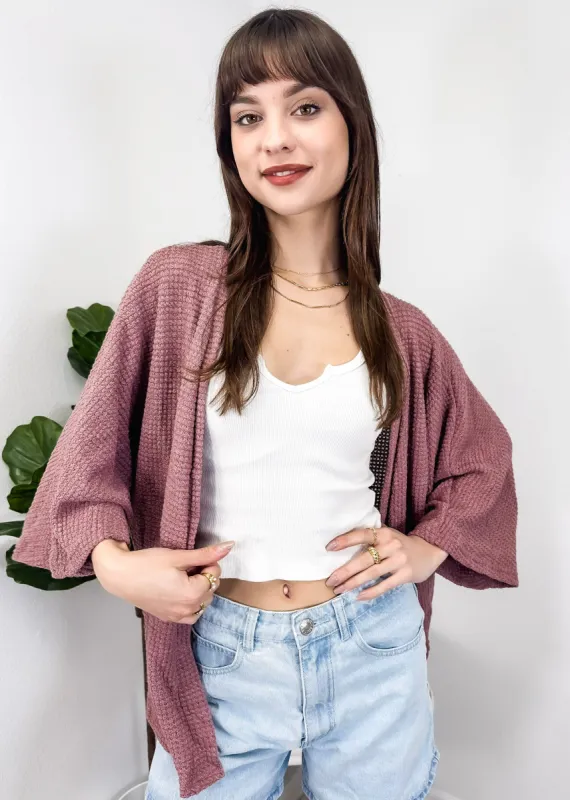 Anna-Kaci Women's Waffle Knit Kimono Cardigan Lightweight 3/4 Batwing Sleeve Sweater Beach Cover Up sold by Anna-Kaci