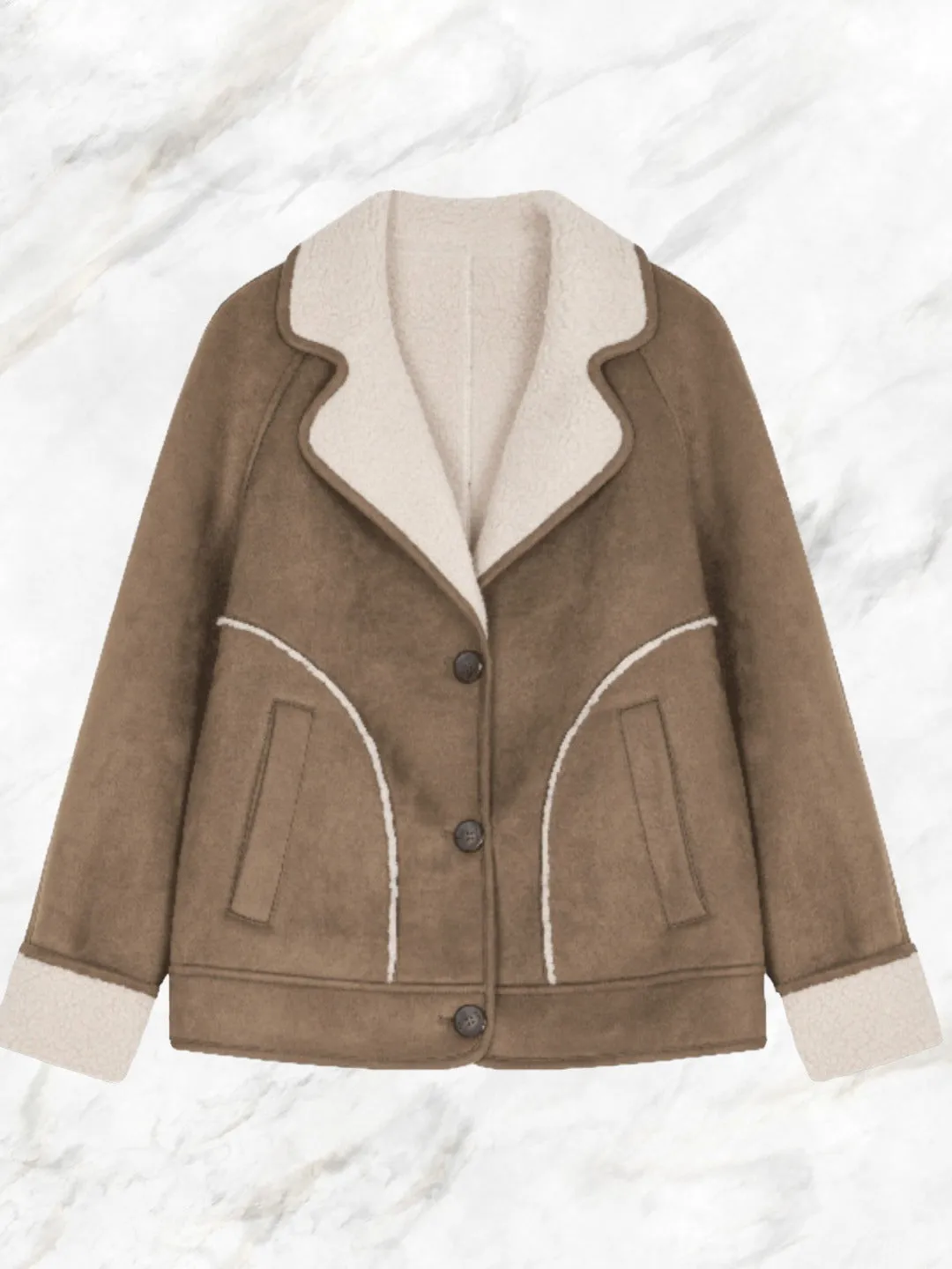 Thick Warm Suede Imitation Wool Collared Jacket sold by Anna-Kaci product image thumbnail 4