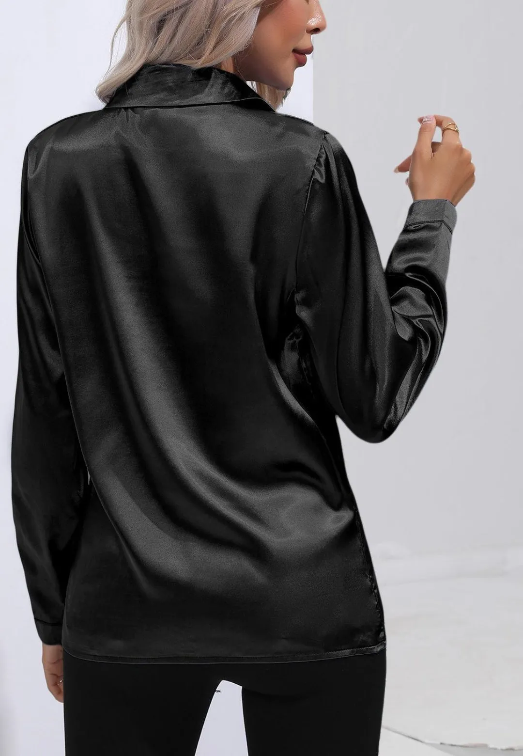 Satin Button Down Collared Shirt sold by Anna-Kaci product image thumbnail 4