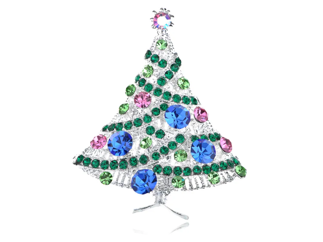Christmas Joy Frost Lit Tree Ornament Pin Brooch sold by Anna-Kaci