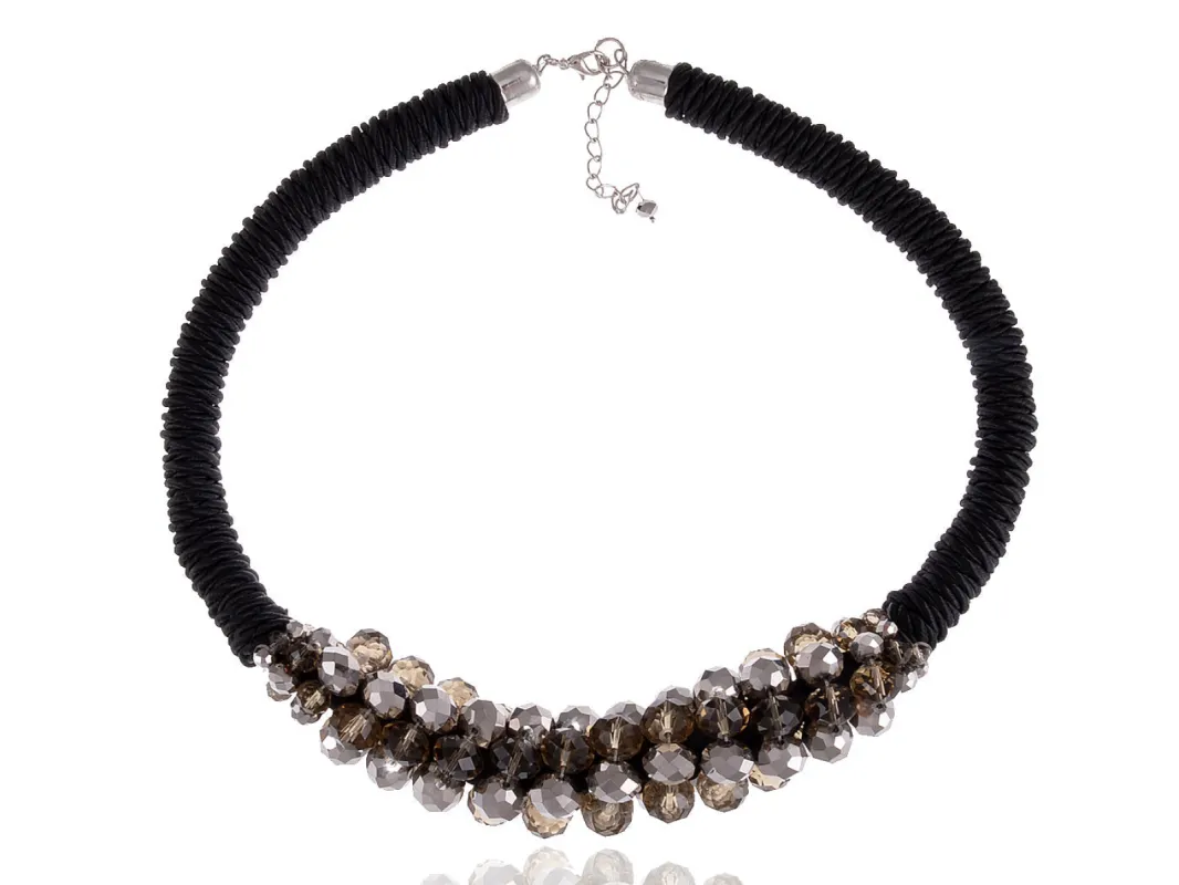 Black Brown Retro Disco Ball Bead Twist Rope Choker Necklace sold by Anna-Kaci