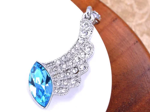 Swarovski Crystal Element Silver Blue Marquise Cut Angel Wing Dangle Earrings sold by Anna-Kaci product image thumbnail 5