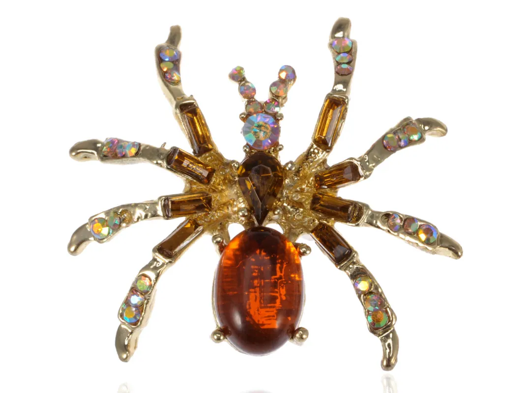 Warm Amber Spider Jewelry Pin Brooch sold by Anna-Kaci
