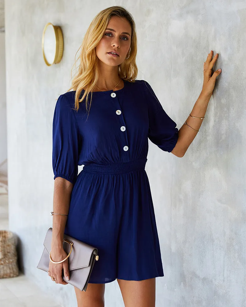 Button Down Spring Lounge Romper sold by Anna-Kaci product image thumbnail 2