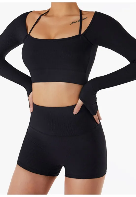 Square Neck Long Sleeve Active Top sold by Anna-Kaci