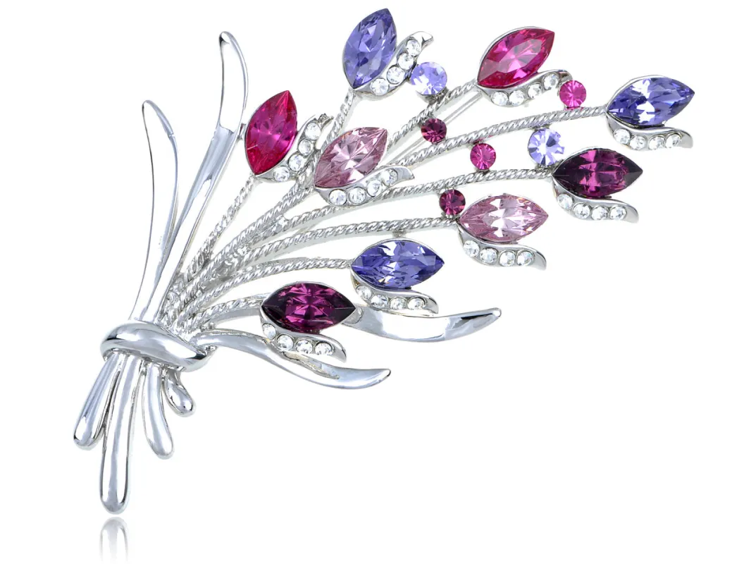 Swarovski Crystal Rose Floral Bunch of Brances Silvery Brooch made by Anna-Kaci