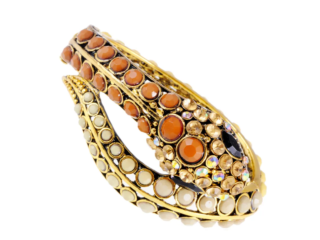 Brown Ivory Beaded Egyptian Exotic Snake Bangle Bracelet sold by Anna-Kaci