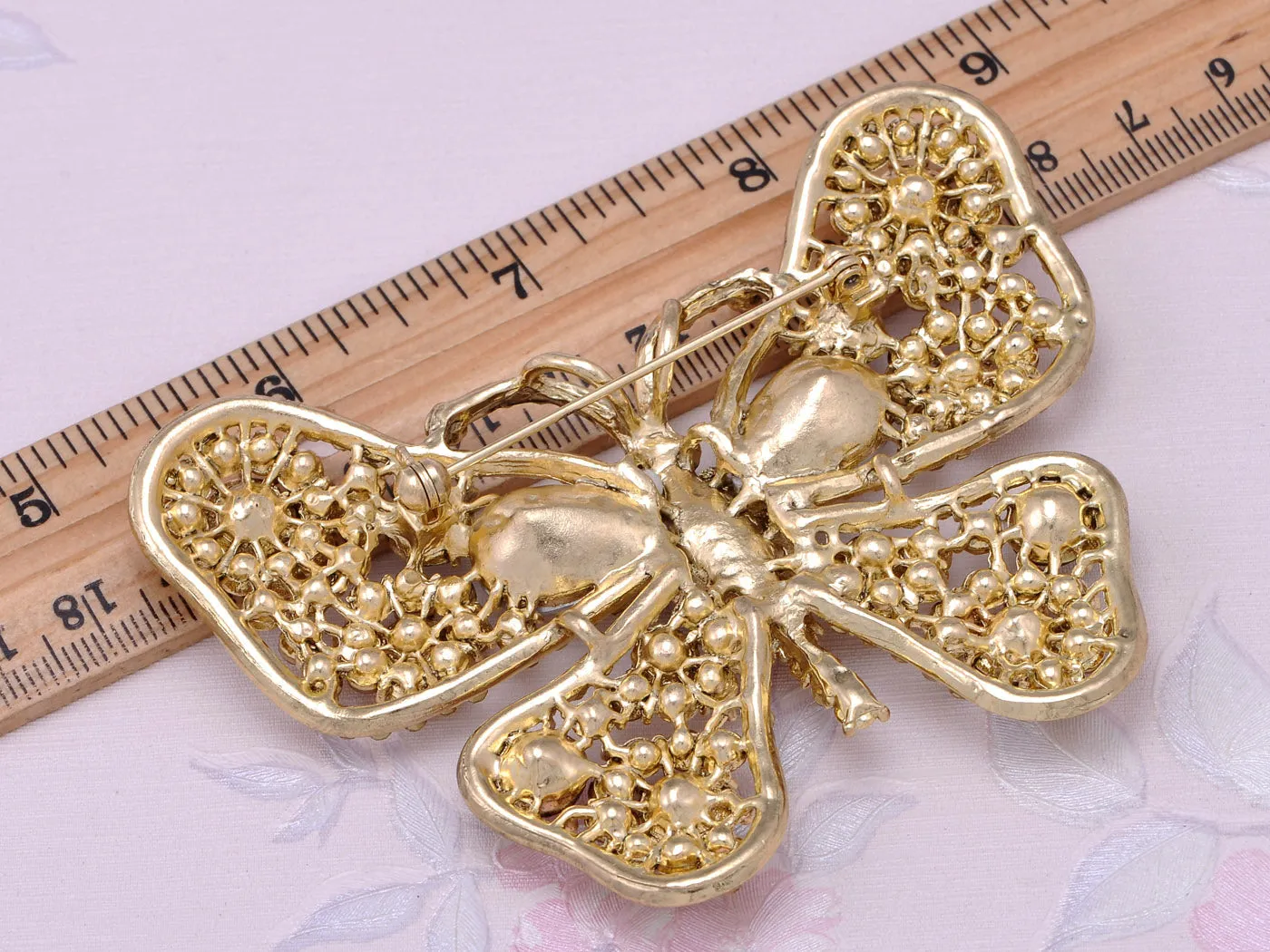 Xl Brilliant Topaz Colored Butterfly Brooch sold by Anna-Kaci product image thumbnail 3