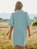 Notched Collar Oversized Tunic Dress sold by Anna-Kaci