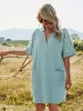 Notched Collar Oversized Tunic Dress sold by Anna-Kaci