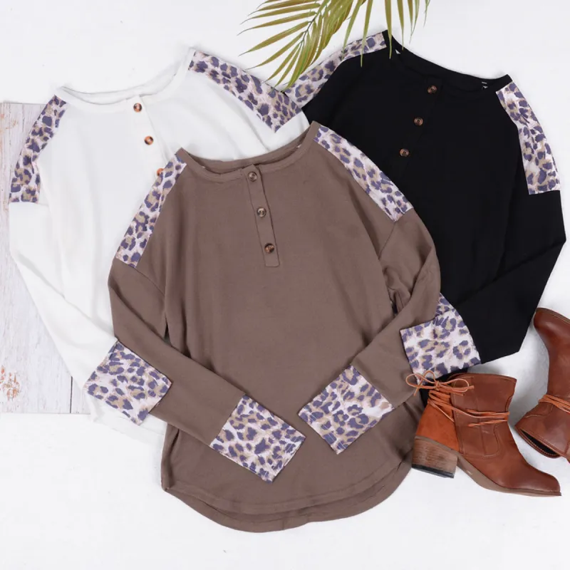 Contrast Leopard Print Detail Top sold by Anna-Kaci