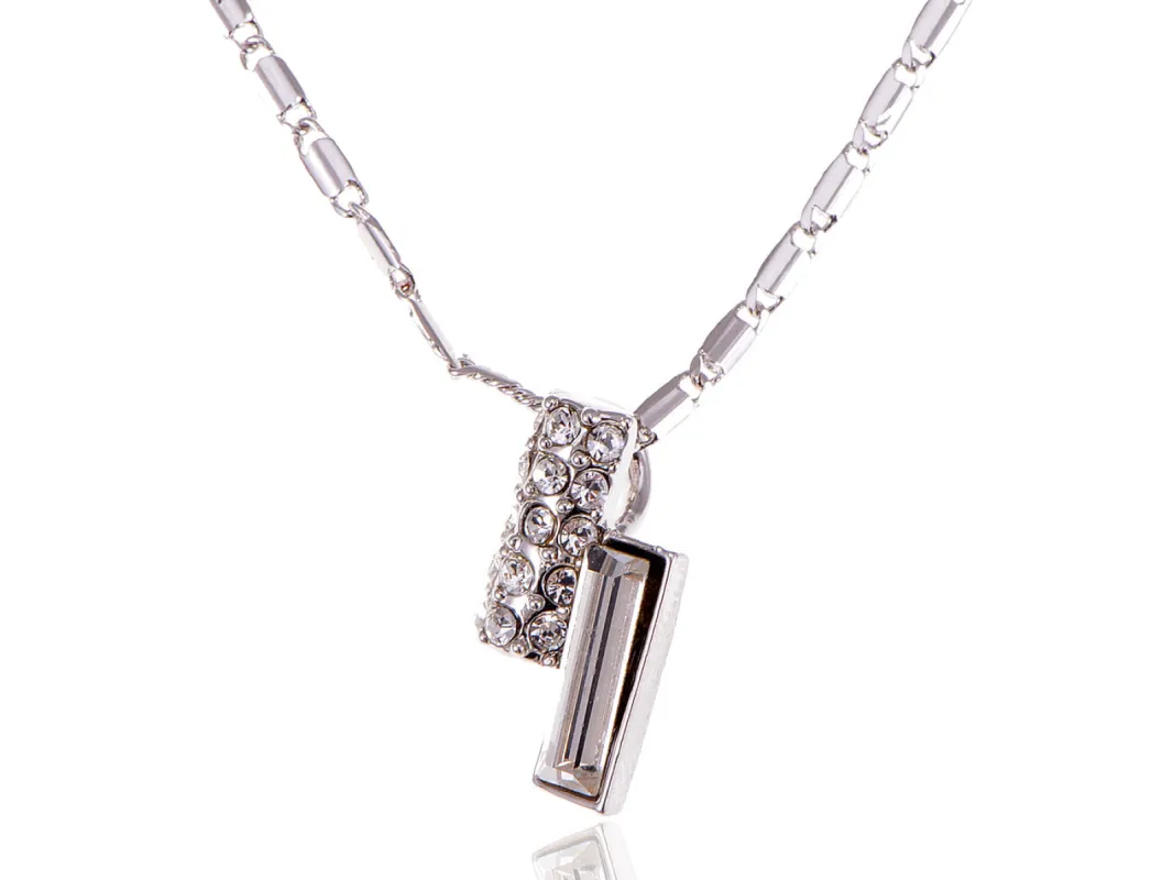 Swarovski Crystal Elements Silver Two Bars Esque Necklace sold by Anna-Kaci