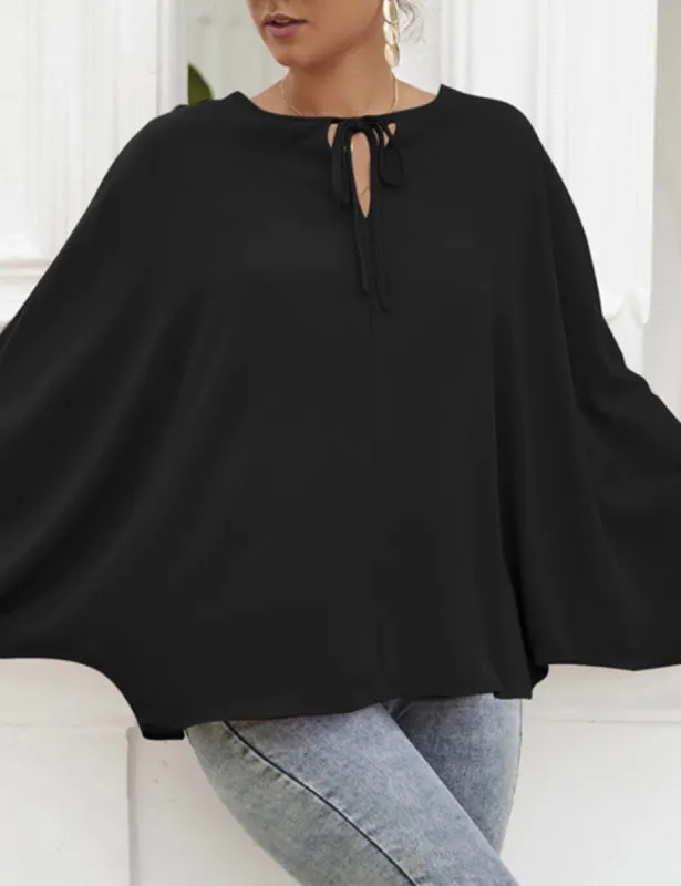 Tie Neck Dolman Sleeve Blouse sold by Anna-Kaci