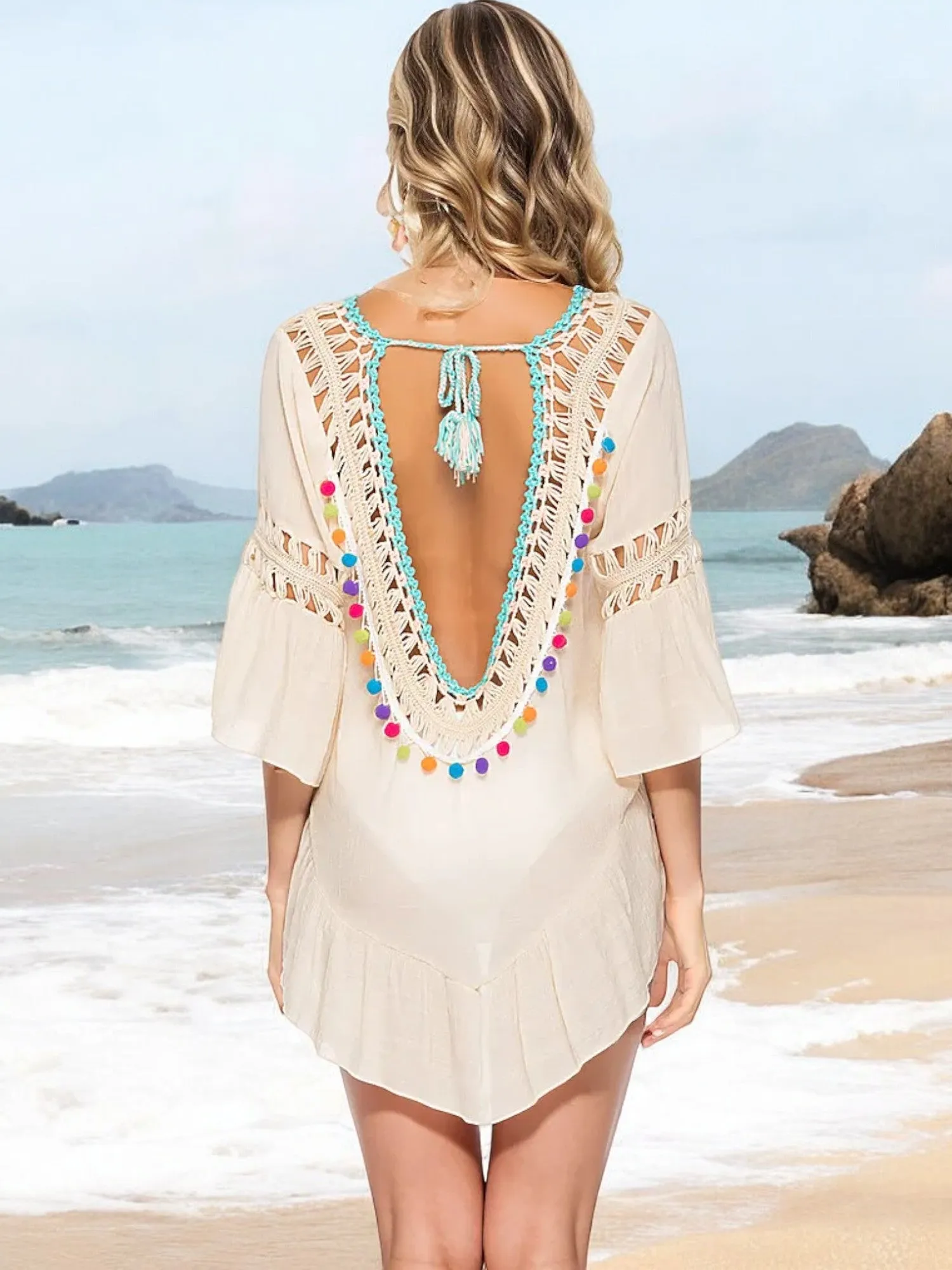 Anna-Kaci Women's Boho Tunic Top with Crochet Lace Trim and Flowy Sleeves sold by Anna-Kaci product image thumbnail 3