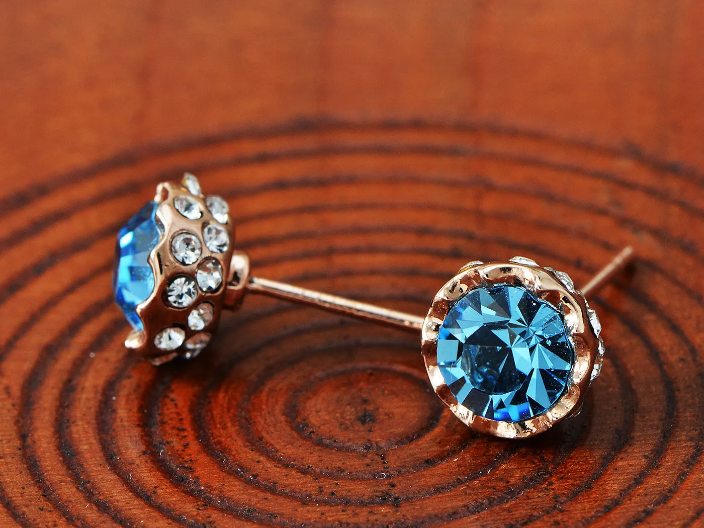 Swarovski Crystal Sapphire Blue Element Stud Earrings sold by Anna-Kaci product image thumbnail 4