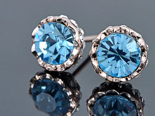 Swarovski Crystal Sapphire Blue Element Stud Earrings sold by Anna-Kaci product image thumbnail 5