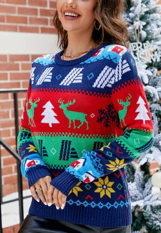Multicolor Patterned Christmas Sweater sold by Anna-Kaci