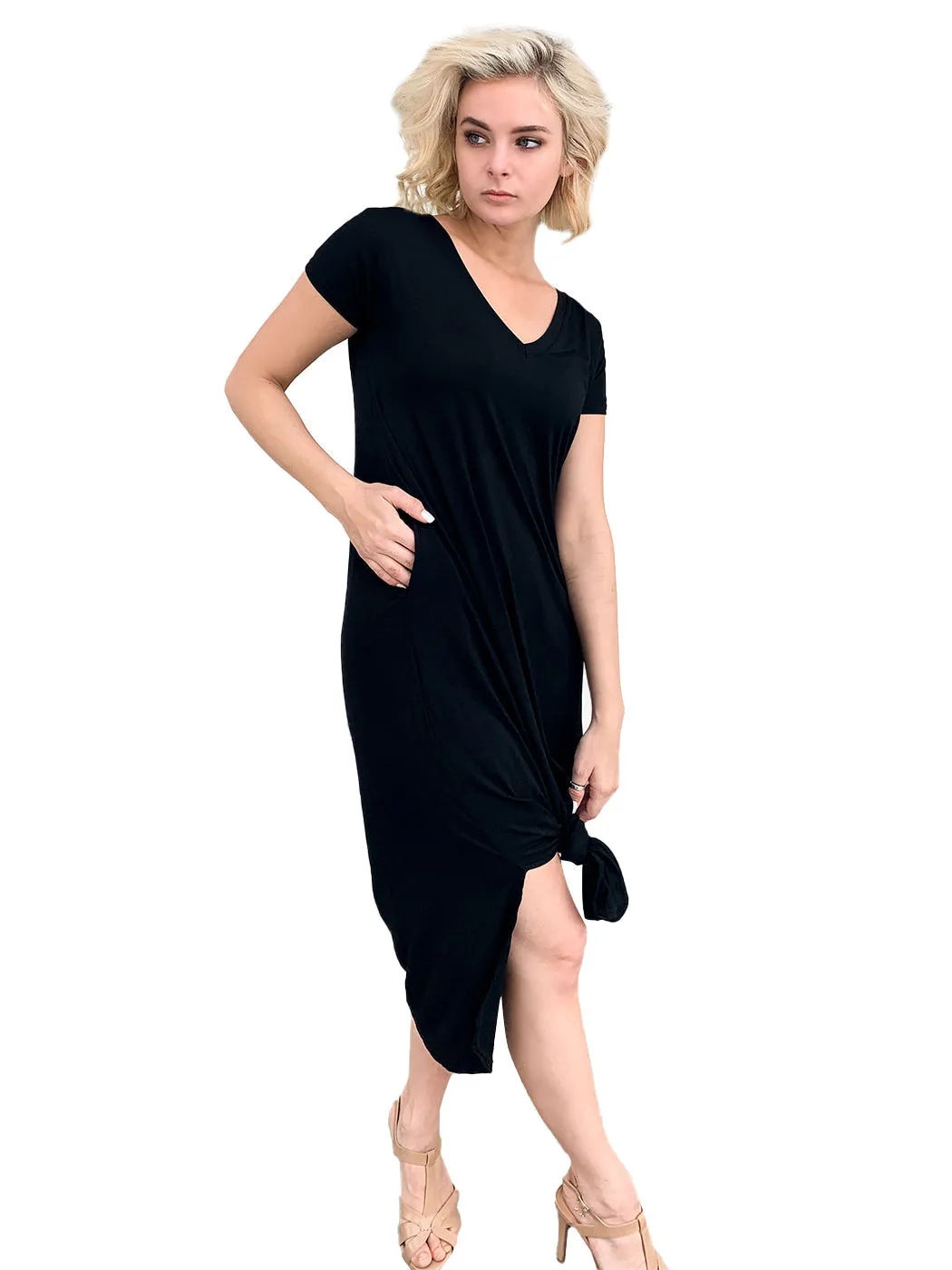 V-Neck Short Sleeve Slit Dress sold by Anna-Kaci product image thumbnail 4