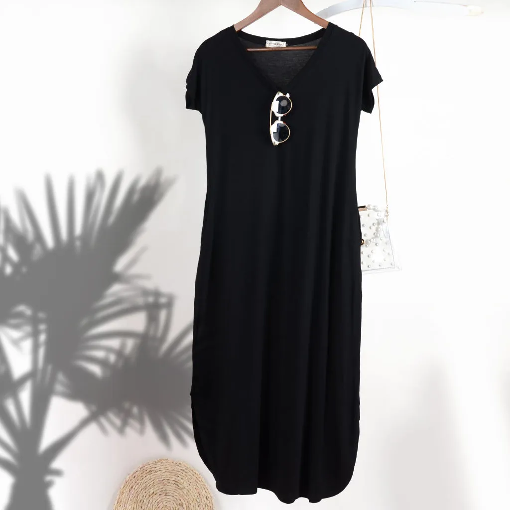 V-Neck Short Sleeve Slit Dress sold by Anna-Kaci