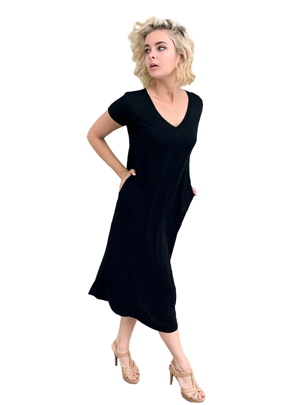 V-Neck Short Sleeve Slit Dress sold by Anna-Kaci product image thumbnail 3