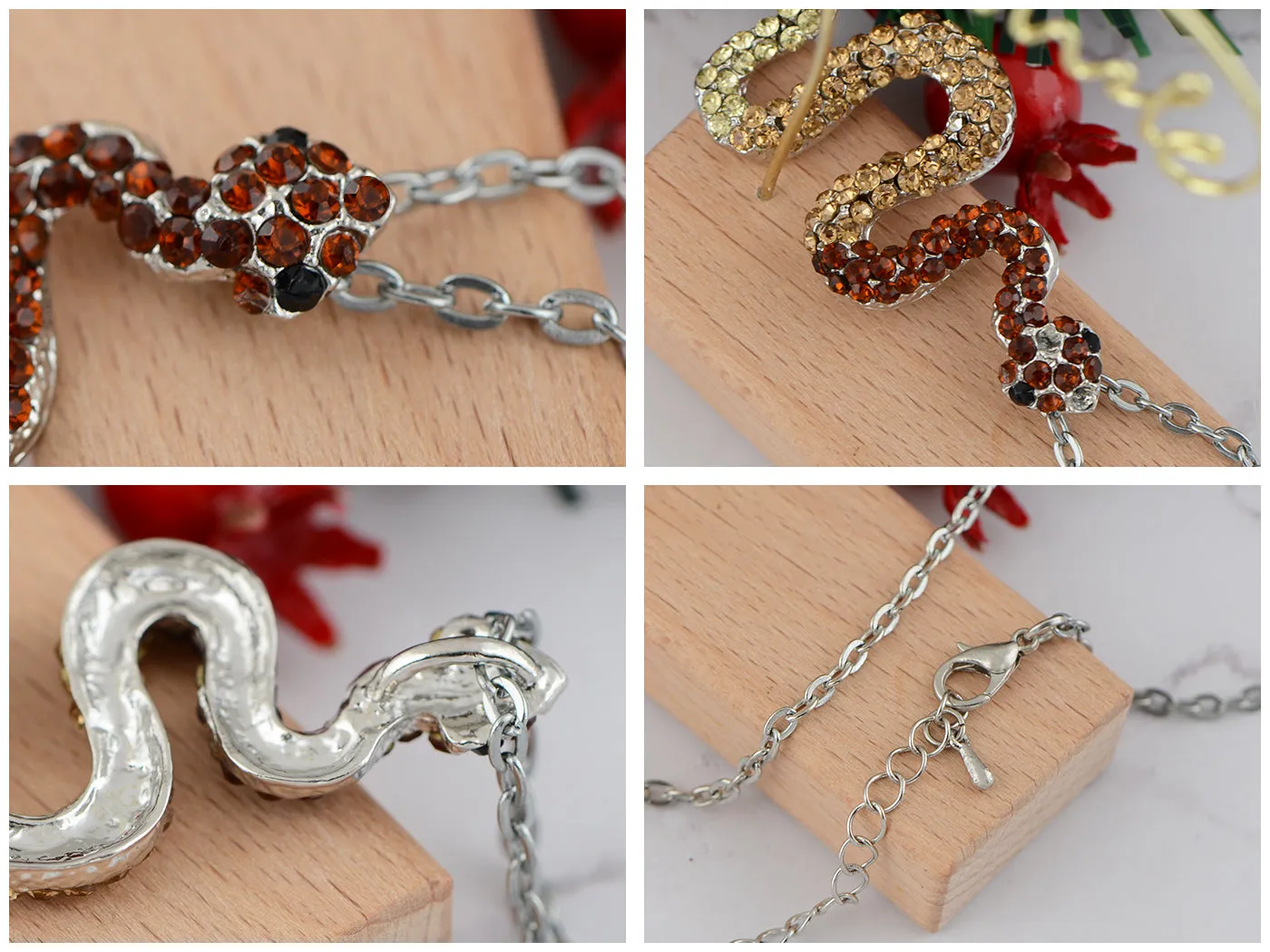 Topaz Yellow Peach Yellow Gradient Slithering Snake Necklace sold by Anna-Kaci product image thumbnail 3