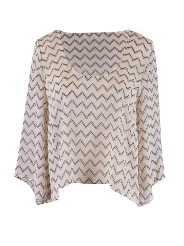 Lush Endless Chevron Polka Dot Pattern Scoop Neckline Sheer Chiffon Blouse Top sold by Anna-Kaci