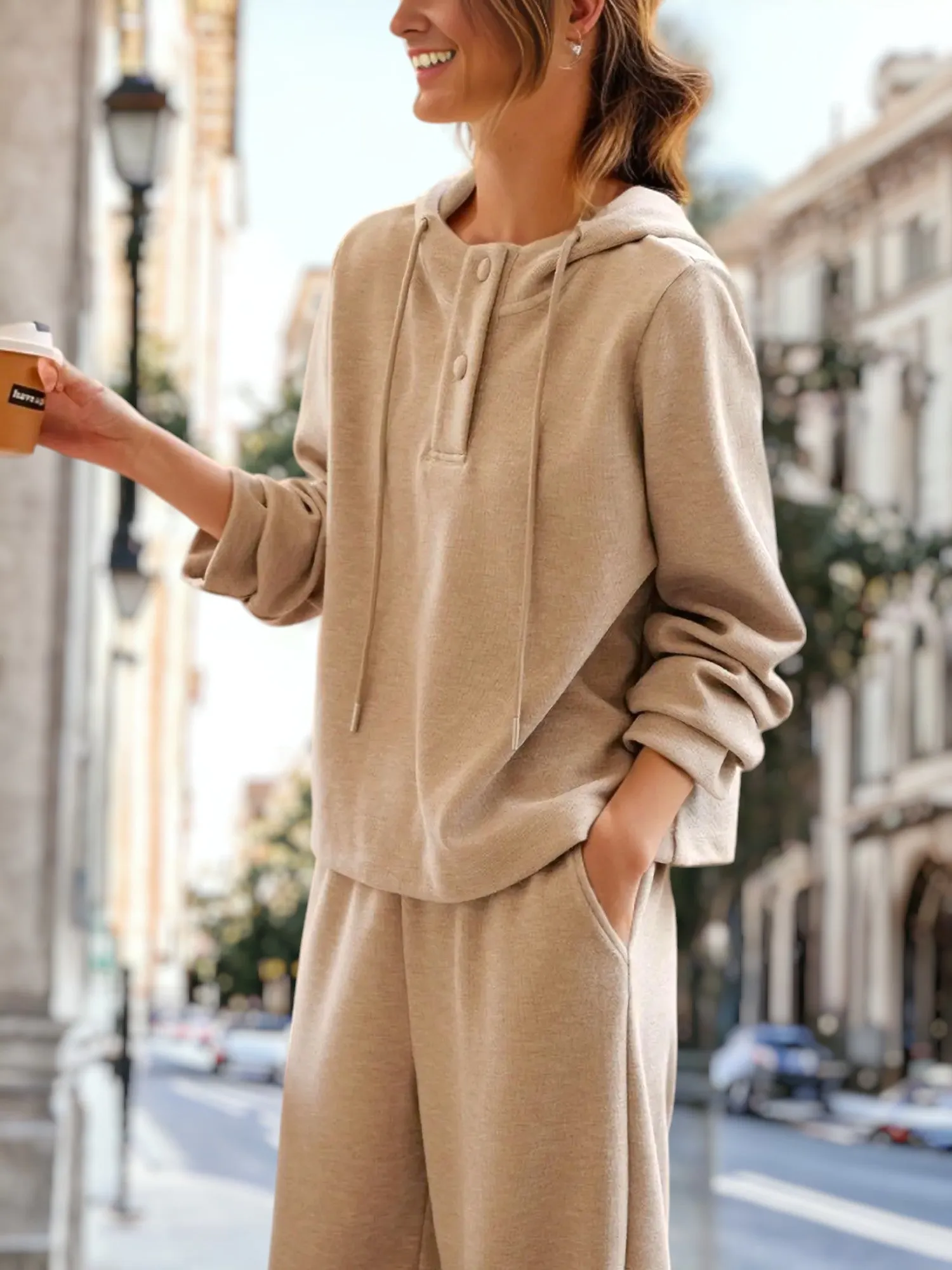 Knitted Hooded Long Sleeves Sweatshirt Two-Piece Pants Suit sold by Anna-Kaci product image thumbnail 3