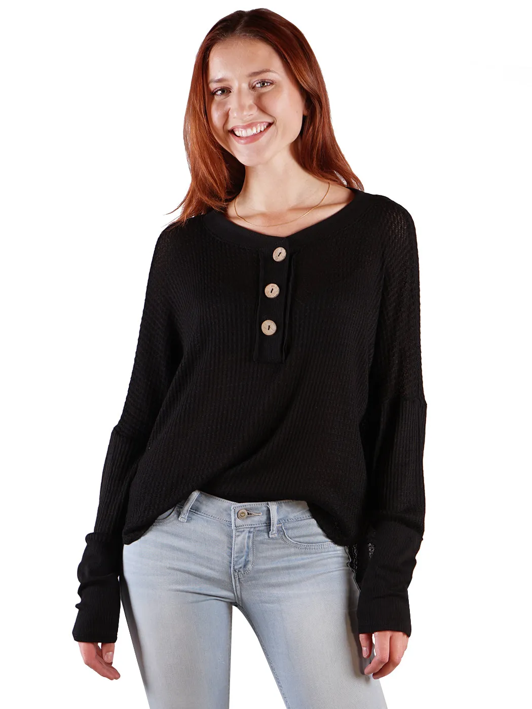 Waffle Button-Up Long Sleeve Shirt sold by Anna-Kaci