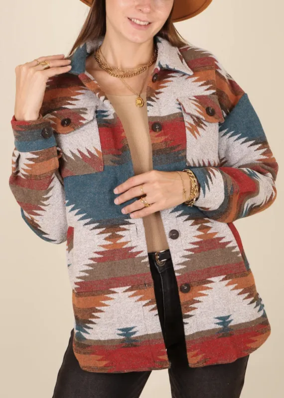 Aztec Pattern Drop Shoulder Jacket sold by Anna-Kaci