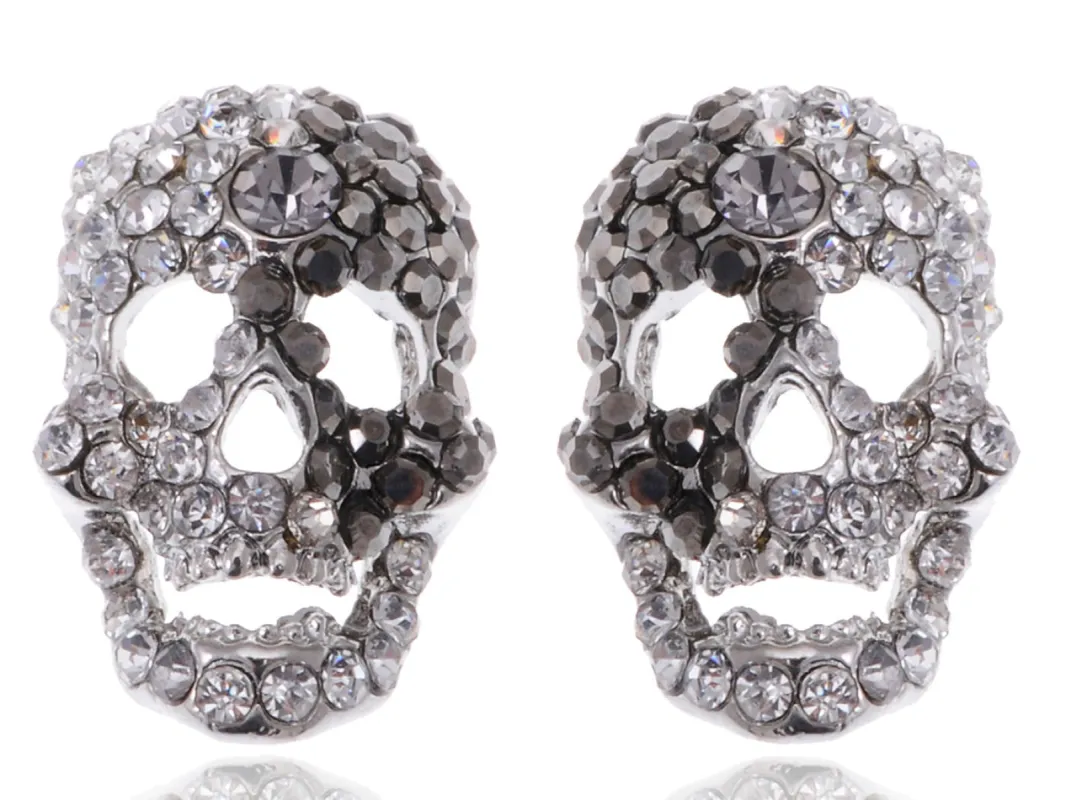 Grey Cutout Scary Skull Head Stud Earrings sold by Anna-Kaci