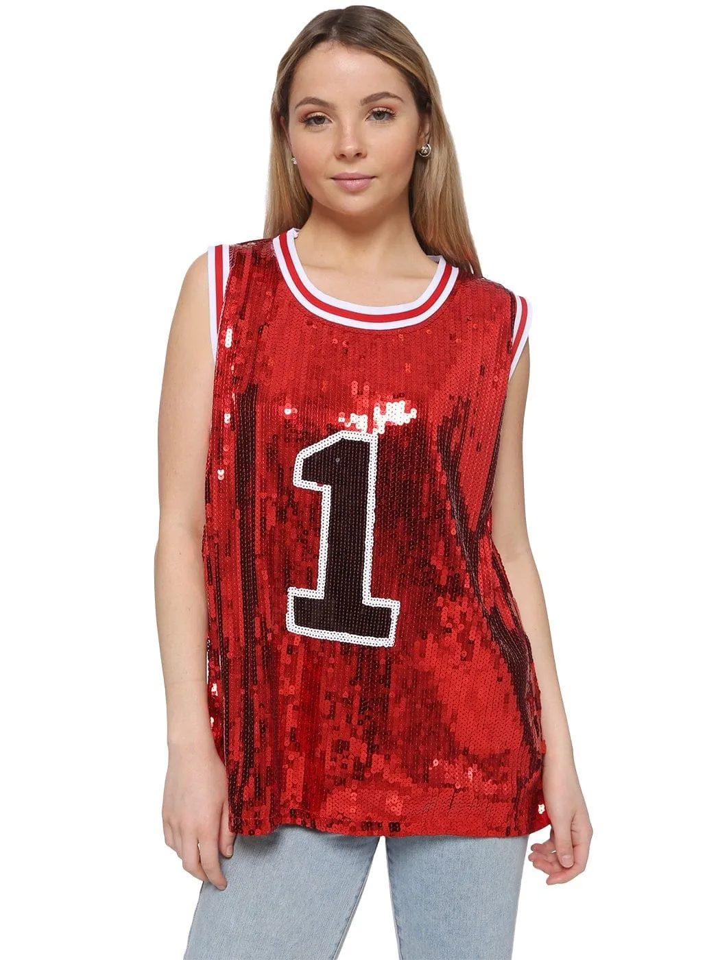 Sparkle Glitter Hip Hop Number 1 T-Shirt Top Blouse Tunic Sequins Basketball Tank Vests sold by Anna-Kaci