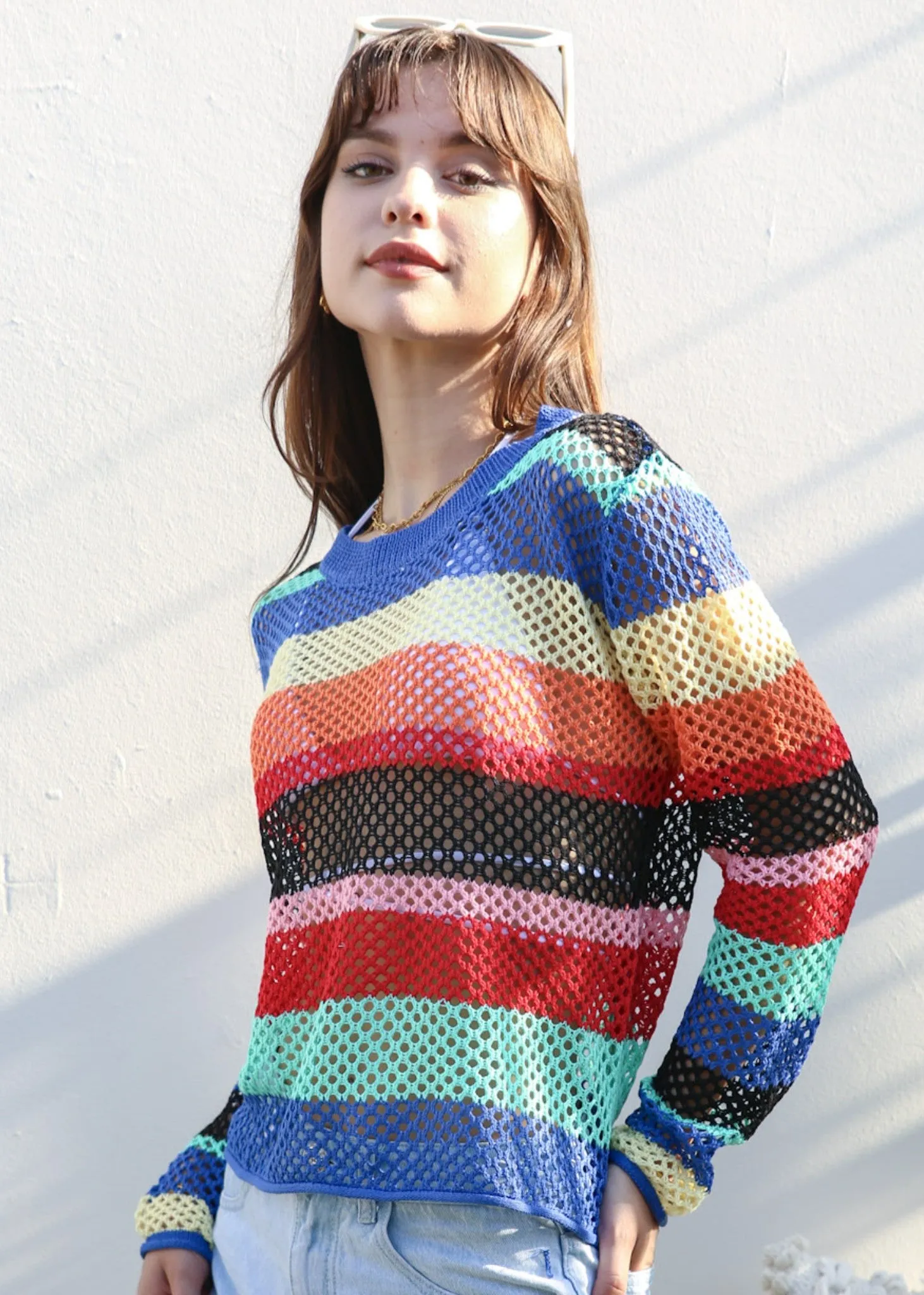 Cropped Multicolor Striped Cover-Up sold by Anna-Kaci product image thumbnail 4