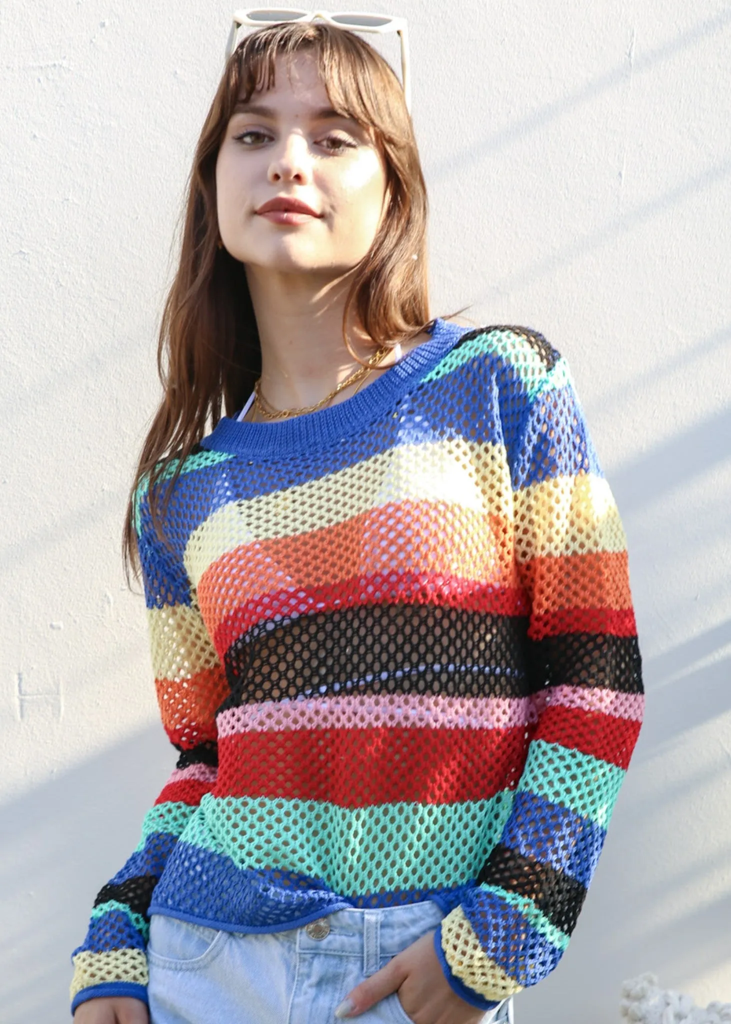 Cropped Multicolor Striped Cover-Up sold by Anna-Kaci product image thumbnail 2
