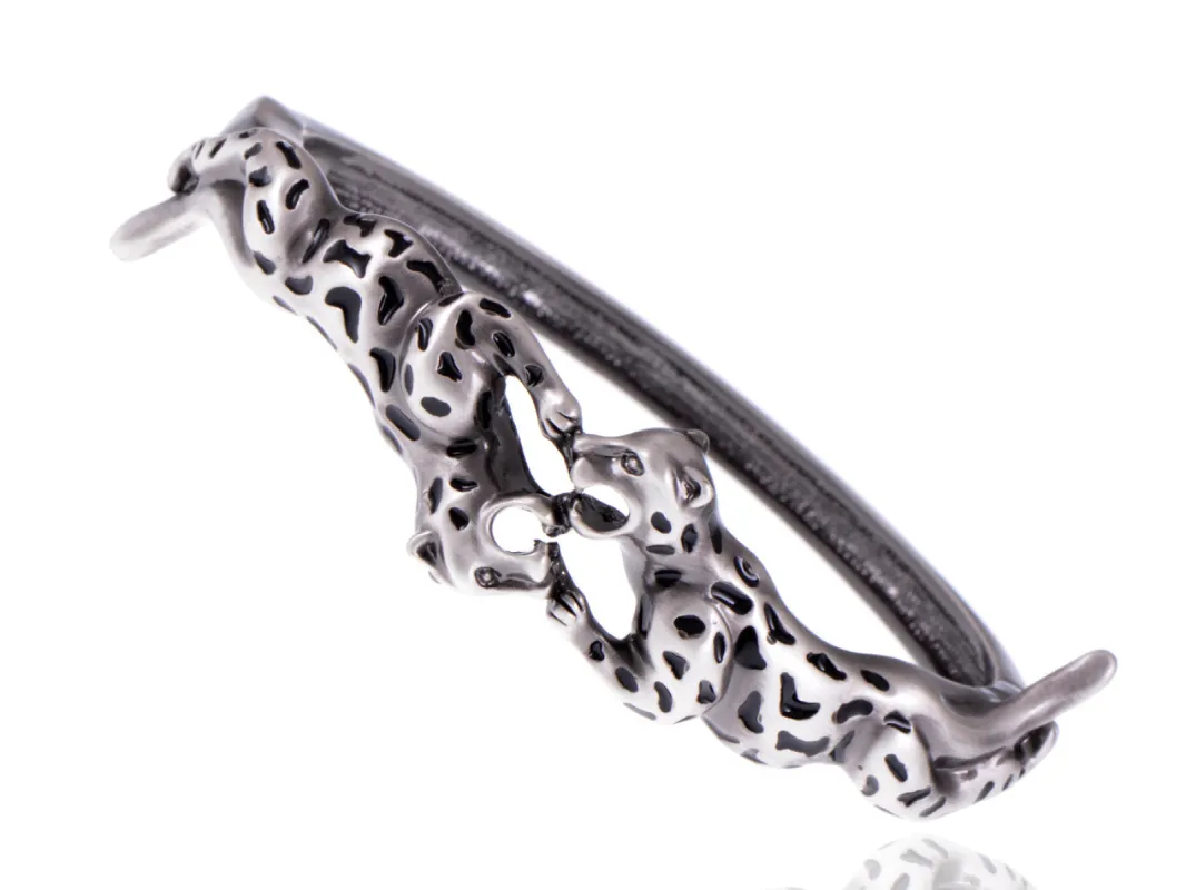 Antique Dueling Spotted Leopards Bangle Bracelet sold by Anna-Kaci