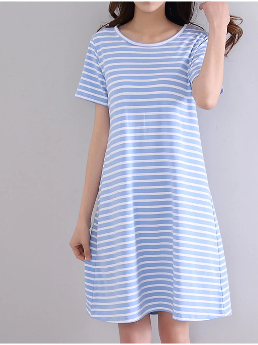 Summer Striped Short Sleeve Pajamas Dress sold by Anna-Kaci product image thumbnail 3