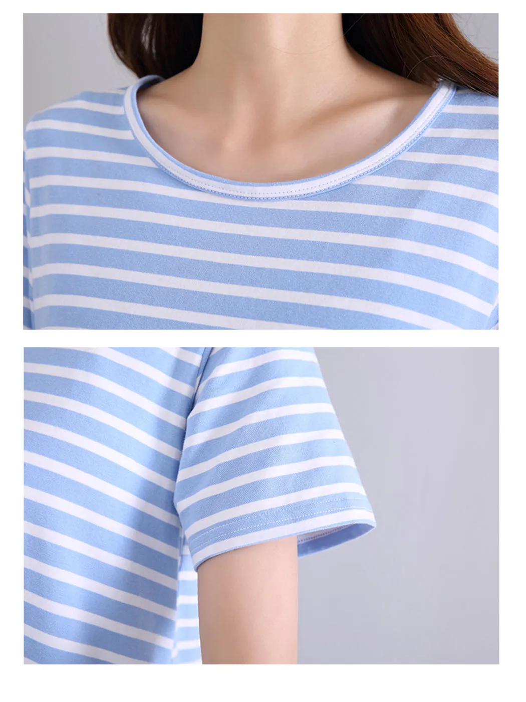 Summer Striped Short Sleeve Pajamas Dress sold by Anna-Kaci product image thumbnail 4