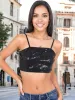 Sparkly Sequin Tank Top Spaghetti Strap Zipper Tube Tops sold by Anna-Kaci
