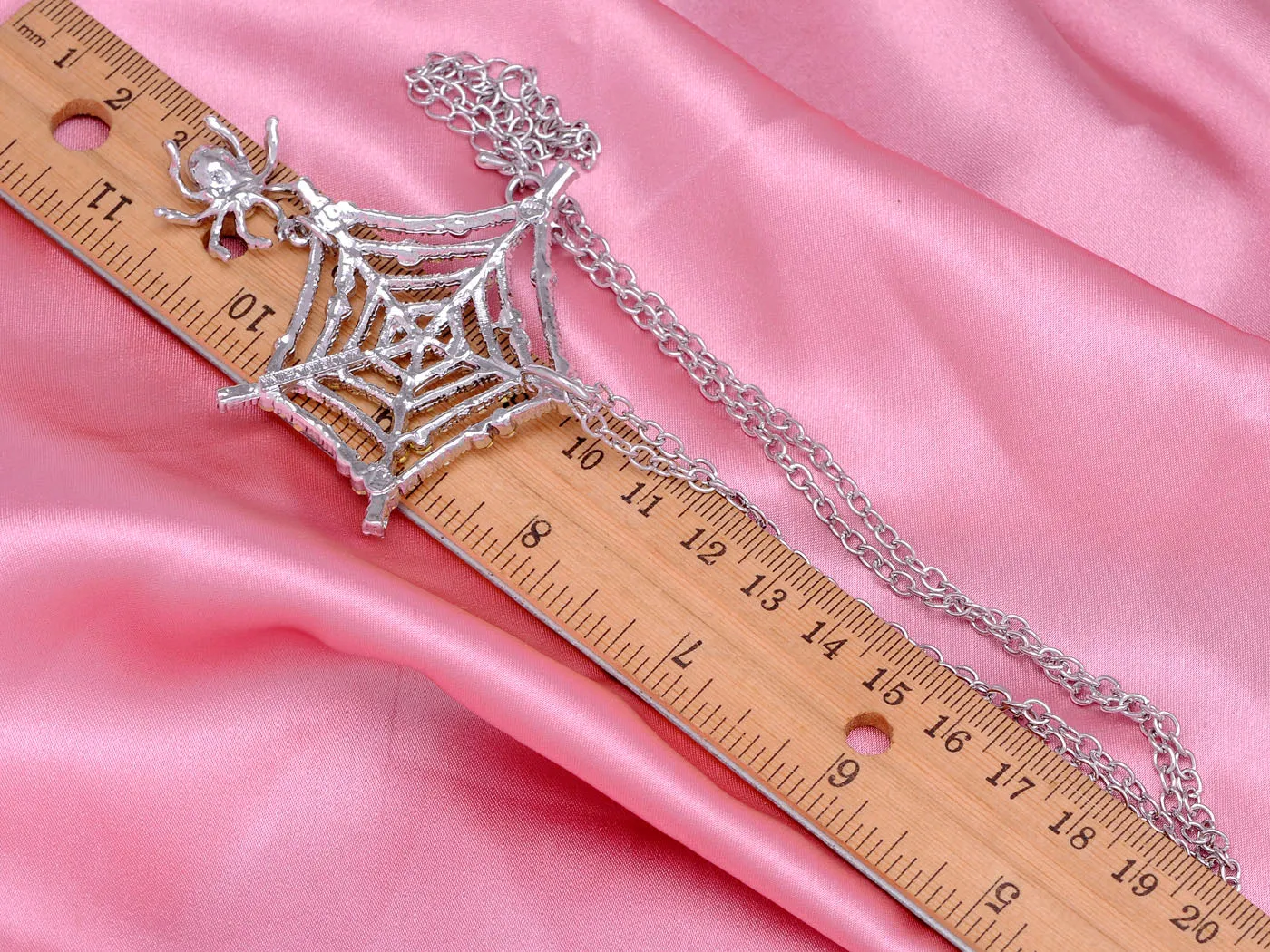 Iridescent Dangle Spider Web Pendant Necklace sold by Anna-Kaci product image thumbnail 3