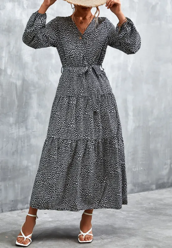 Cheetah Print Tiered Maxi Dress sold by Anna-Kaci