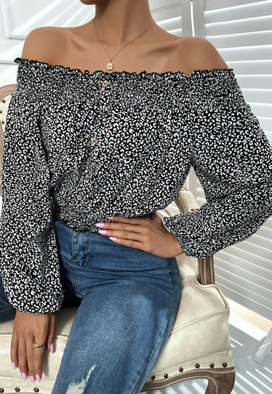 Off-Shoulder Leopard Print Top sold by Anna-Kaci