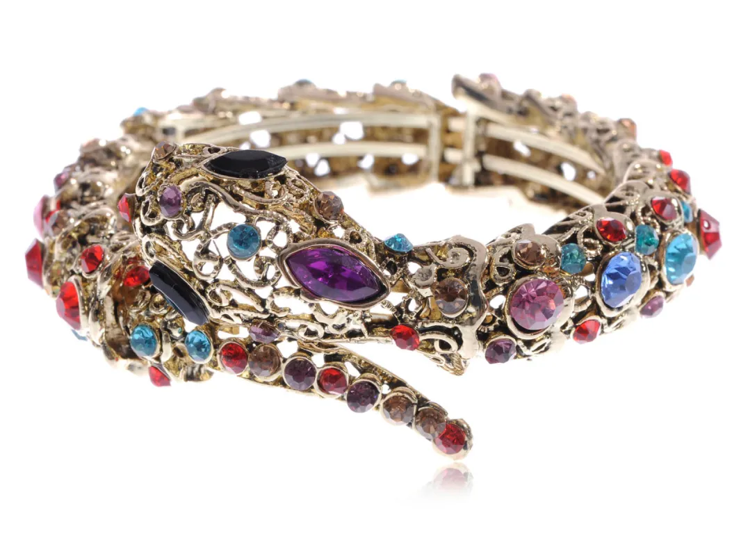 Black Eyed Snake Like Multicolor Cutout Bangle Bracelet sold by Anna-Kaci