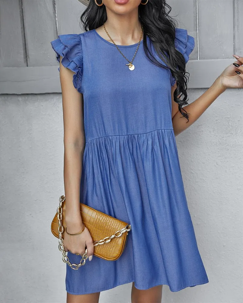 Ruffle Sleeve Straight Dress sold by Anna-Kaci product image thumbnail 2