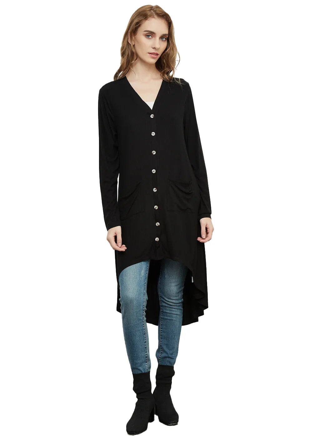 Long Sleeve Button Down Knit Ribbed Cardigan sold by Anna-Kaci product image thumbnail 5