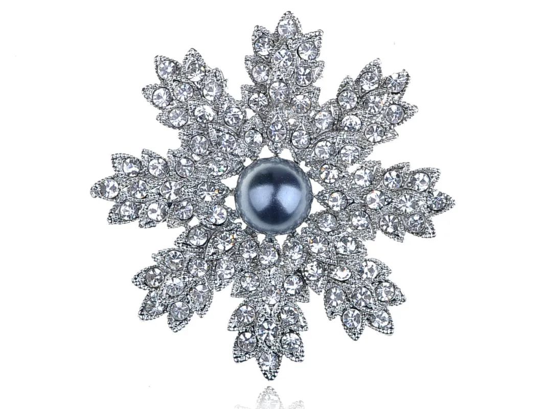 Stunning Pearl Christmas Snowflake Pin Brooch sold by Anna-Kaci