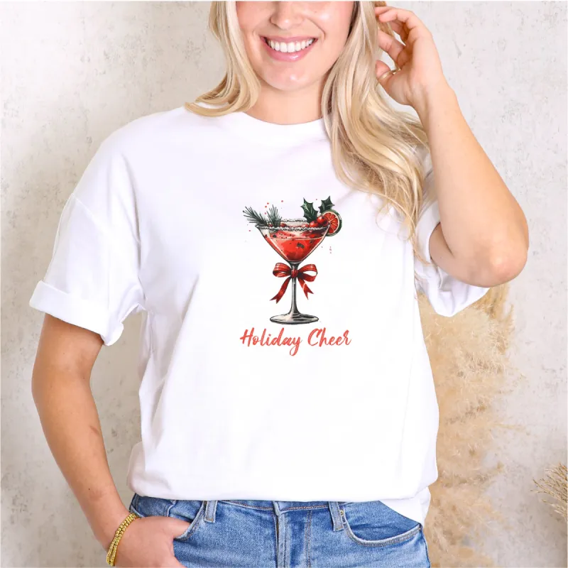 'Holiday Cheer' Festive Wine Glass T-shirt sold by Anna-Kaci